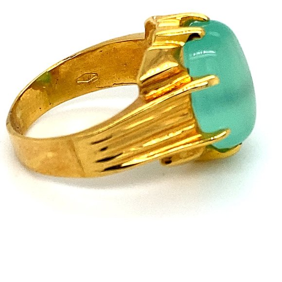 Green Cats Eye Calcite 8.01ct Solid 18K Gold Ring - Picture 4 of 7